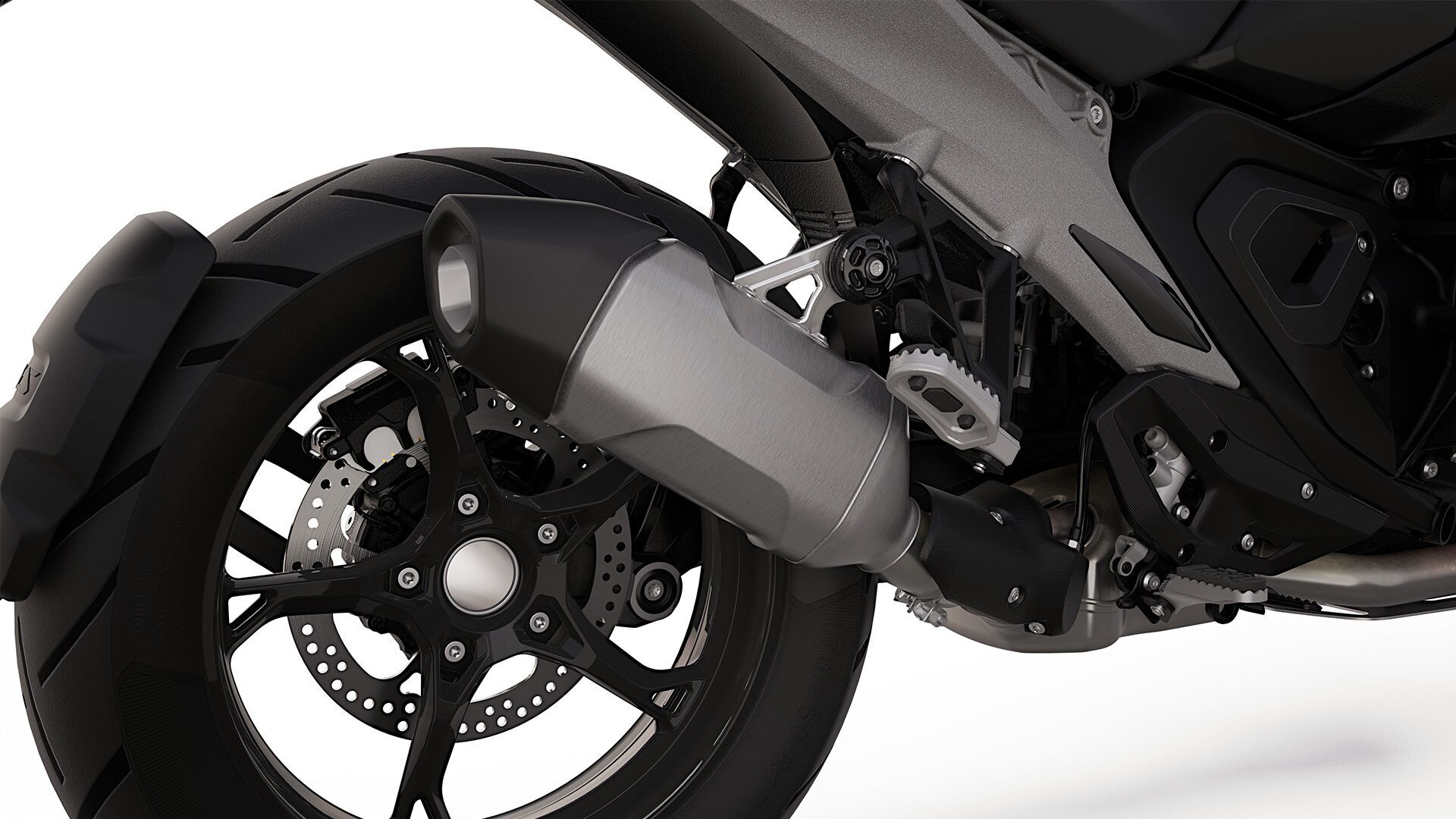 The standard rear silencer of the R 1300 GS from BMW Motorrad